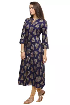   Blue Woven Printed Kurta