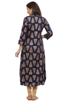   Blue Woven Printed Kurta 4