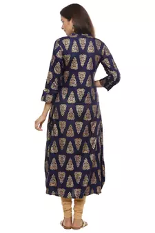   Blue Woven Printed Kurta