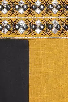   Yellow & Black Hand Embroidered Cotton Kurta