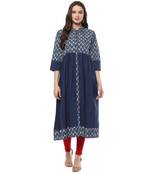 Geroo Jaipur Indigo Hand Block Printed Cotton stitched kurti