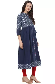   Indigo Hand Block Printed Cotton stitched kurti