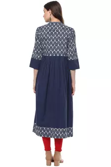   Indigo Hand Block Printed Cotton stitched kurti