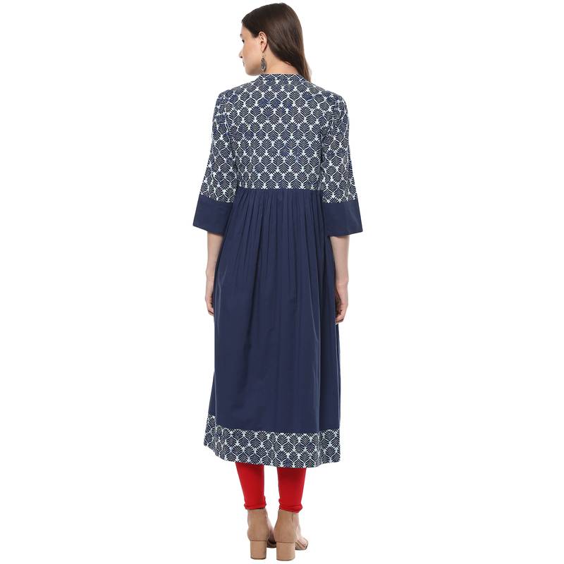 Geroo Jaipur Indigo Hand Block Printed Cotton stitched kurti