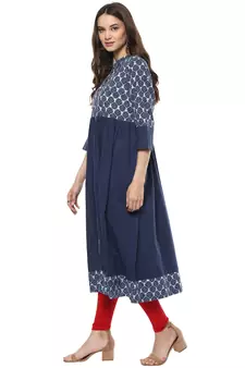   Indigo Hand Block Printed Cotton stitched kurti