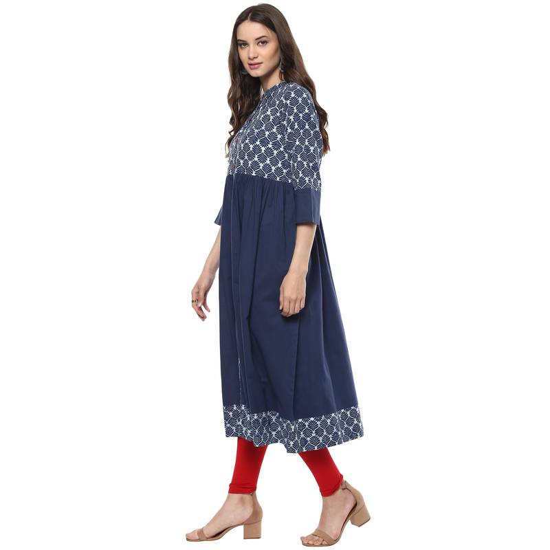 Geroo Jaipur Indigo Hand Block Printed Cotton stitched kurti