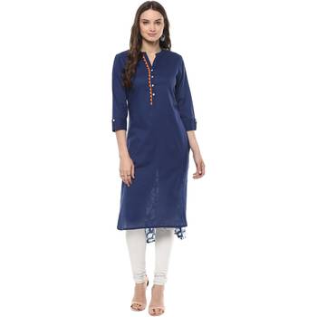  Indigo Hand Block Printed Cotton stitched kurti 1
