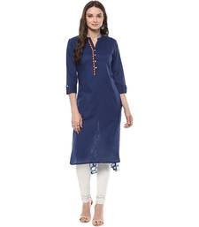   Indigo Hand Block Printed Cotton stitched kurti