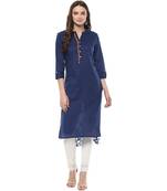 Geroo Jaipur Indigo Hand Block Printed Cotton stitched kurti