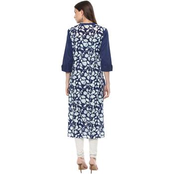   Indigo Hand Block Printed Cotton stitched kurti 2