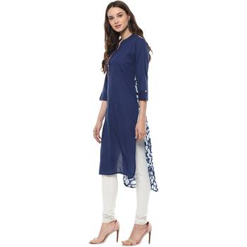   Indigo Hand Block Printed Cotton stitched kurti 3