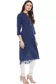   Indigo Hand Block Printed Cotton stitched kurti