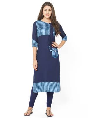 Dark-blue printed cotton kurtis 1