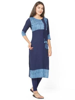 Dark-blue printed cotton kurtis 2