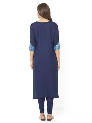 Dark-blue printed cotton kurtis 5