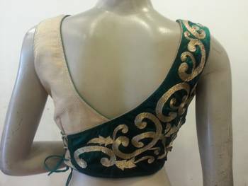 Golden and green velvet blouse 1
