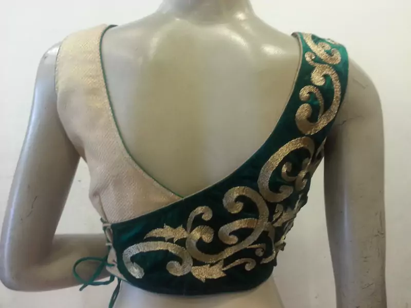 Golden and green velvet blouse