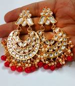 Maroon Color Imitation pearl Kundan Earrings