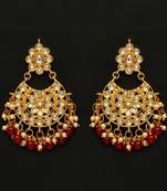 Maroon Color Imitation pearl Kundan Earrings