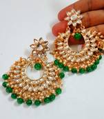Green Color Imitation Pearl Kundan Earrings