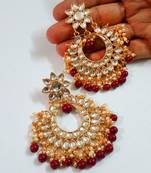 Maroon Color Imitation Pearl Kundan Earrings