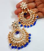 Blue Color Imitation pearl Kundan Earrings