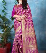 Magenta woven banarasi  saree with blouse