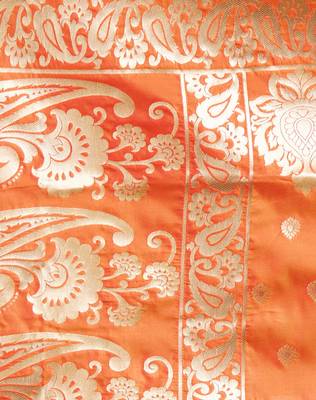 Orange woven art silk saree with blouse 4