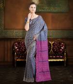 Blue brasso silk saree with blouse