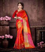 Multicolor woven banarasi saree with blouse