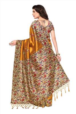 Multicolor printed art silk saree with blouse pack of-2 saree 3