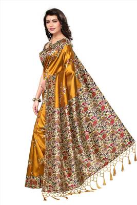 Multicolor printed art silk saree with blouse pack of-2 saree 4