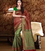 Maroon woven art silk saree with blouse