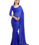 Royal blue embroidered chiffon saree with blouse