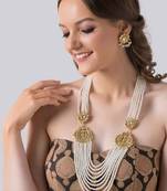 Kundan Ans=D Shell Pearls Multistrand Necklace Set
