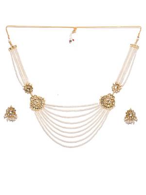 Kundan Ans=D Shell Pearls Multistrand Necklace Set 2