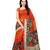 Orange and black printed bhagalpuri silk saree with blouse