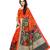 Orange and black printed bhagalpuri silk saree with blouse