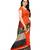 Orange and black printed bhagalpuri silk saree with blouse