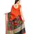 Orange and black printed bhagalpuri silk saree with blouse