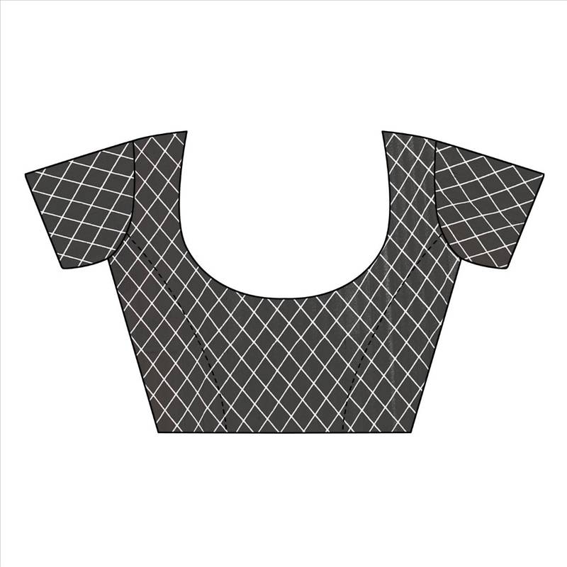 Black and whiteprinted bhagalpuri silk saree with blouse
