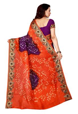 Orange Printed Georgette Saree With Blouse 2