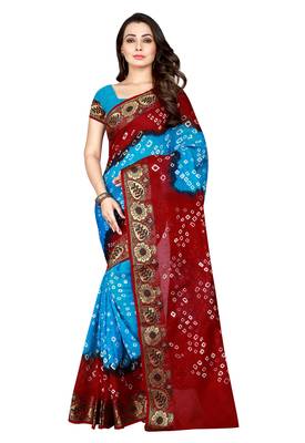 Maroon printed georgette saree with blouse 1