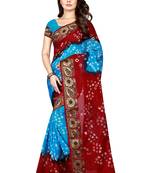 Maroon printed georgette saree with blouse
