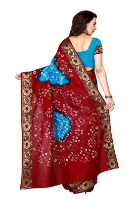 Maroon printed georgette saree with blouse 2