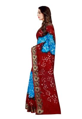 Maroon printed georgette saree with blouse 3
