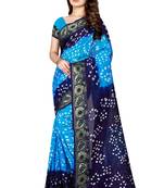 Blue Printed Georgette Saree With Blouse