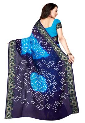 Blue Printed Georgette Saree With Blouse 2