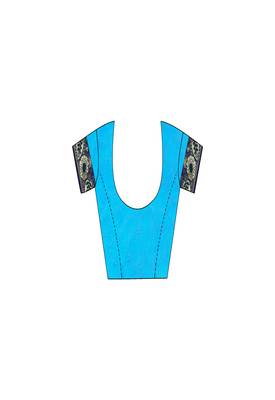Blue Printed Georgette Saree With Blouse 4