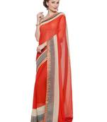 Red And Multi  Printed Georgette Saree With Blouse
